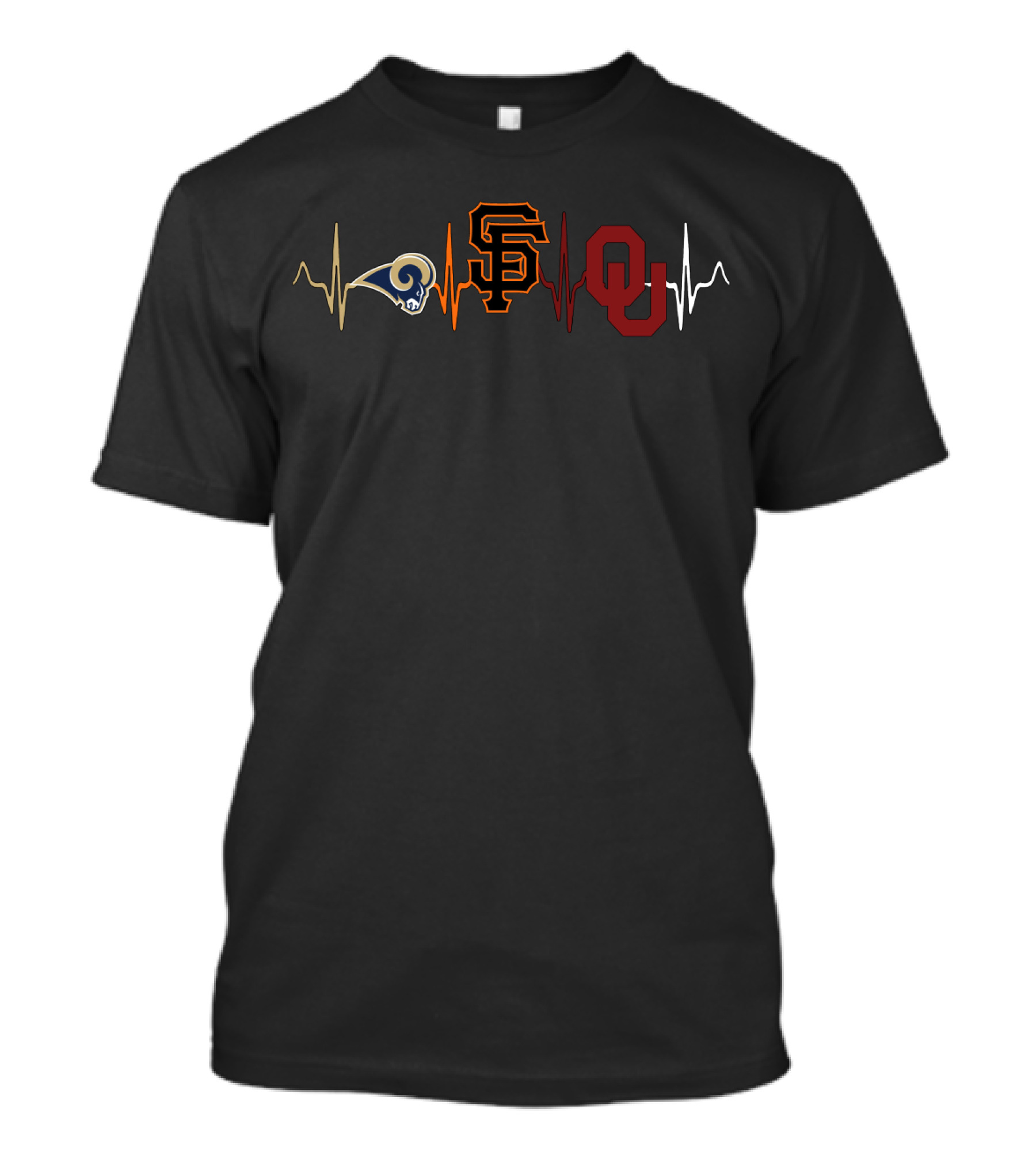 Heartbeat Of Love: Rams Sf Giants Oklahoma Sooners Os T-Shirt