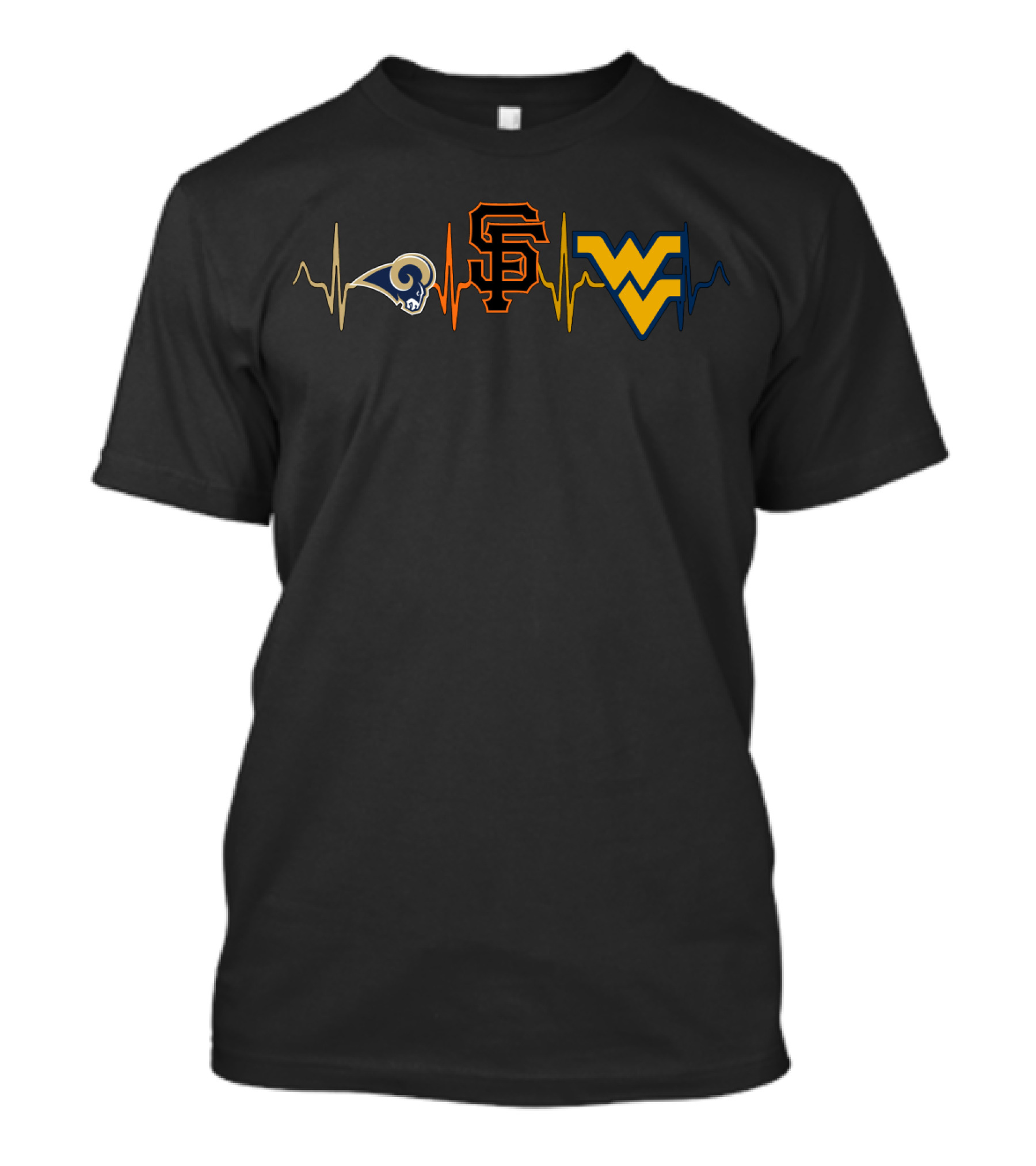 Rams Giants Wvu Heartbeat T-Shirt