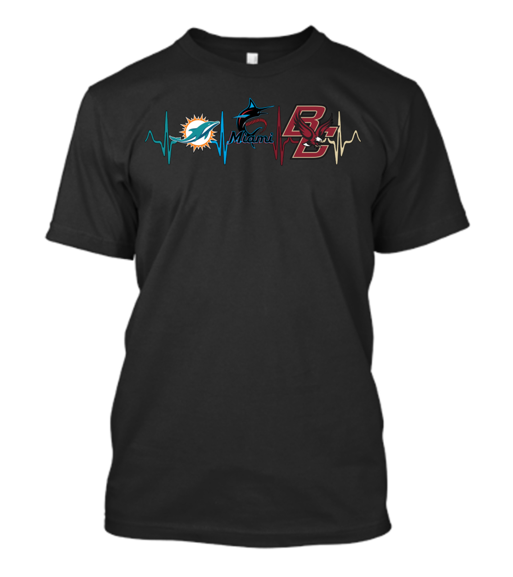 Miami Dolphins Marlins Bce Heartbeat T-Shirt
