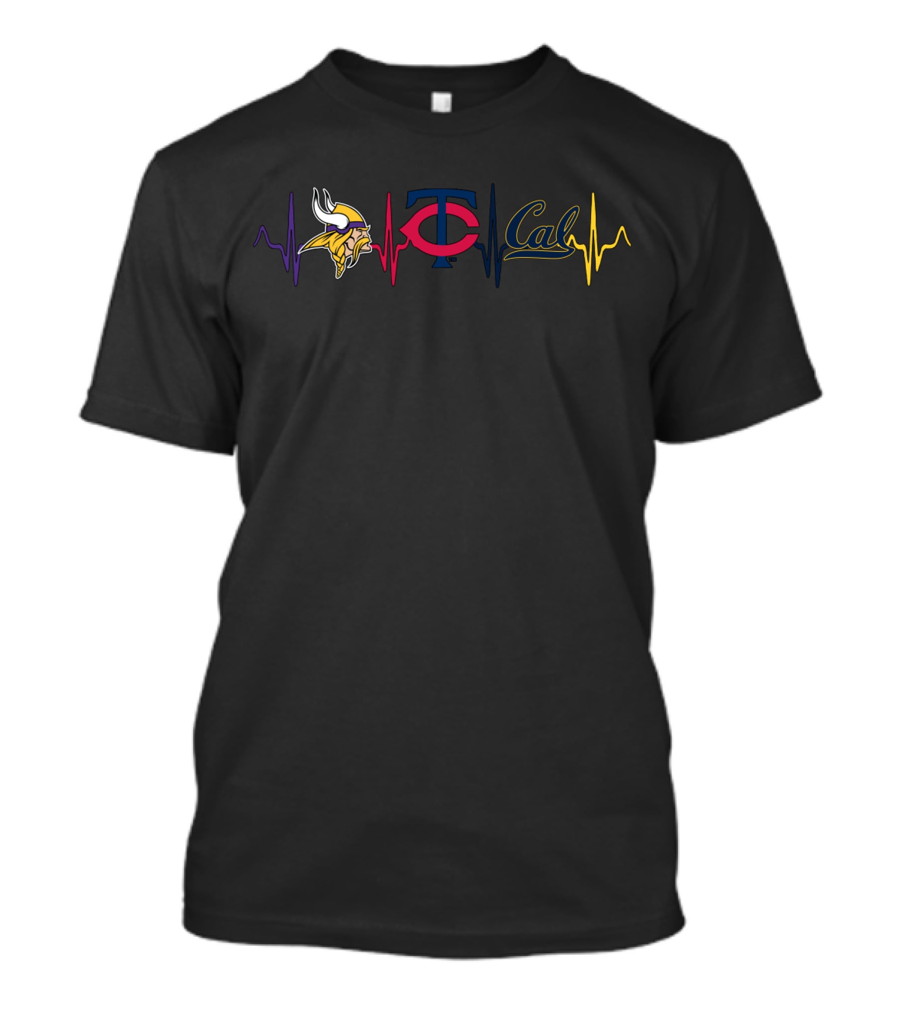 Love Vikings Twins Tc Cal Heartbeat T-Shirt