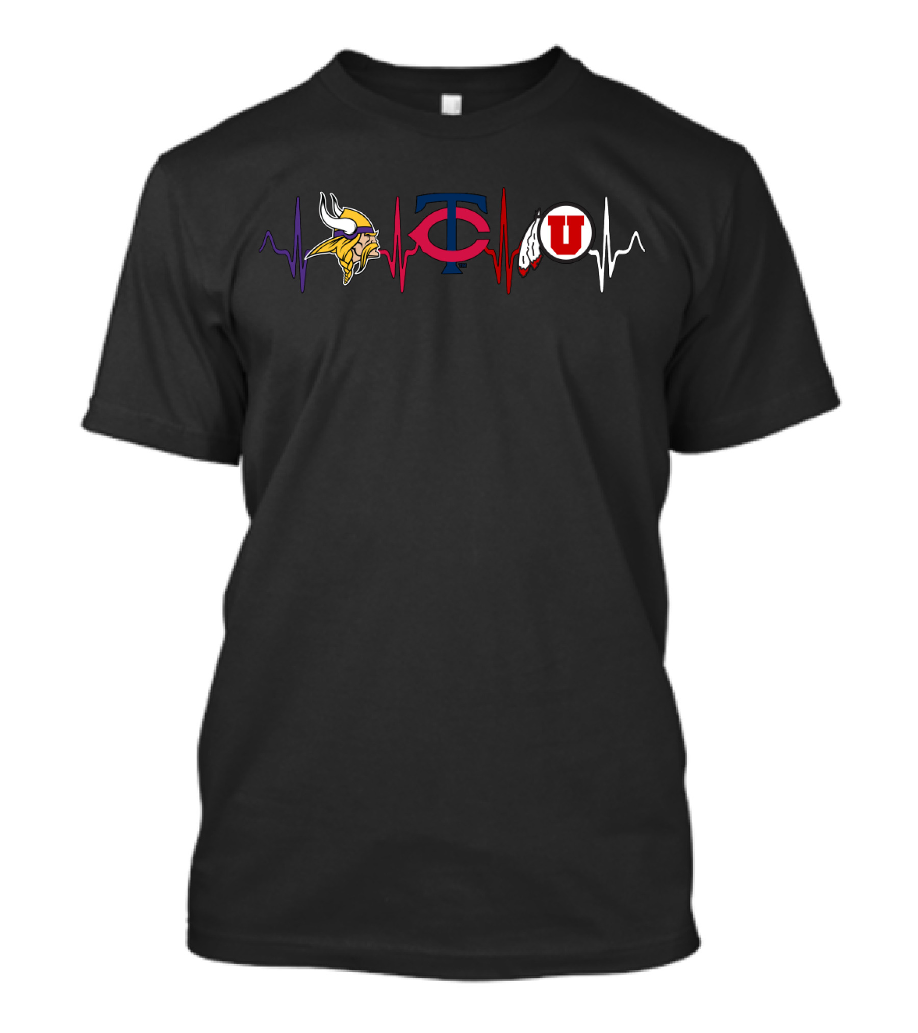 Vikings Twins Utah Utes Heartbeat T-Shirt
