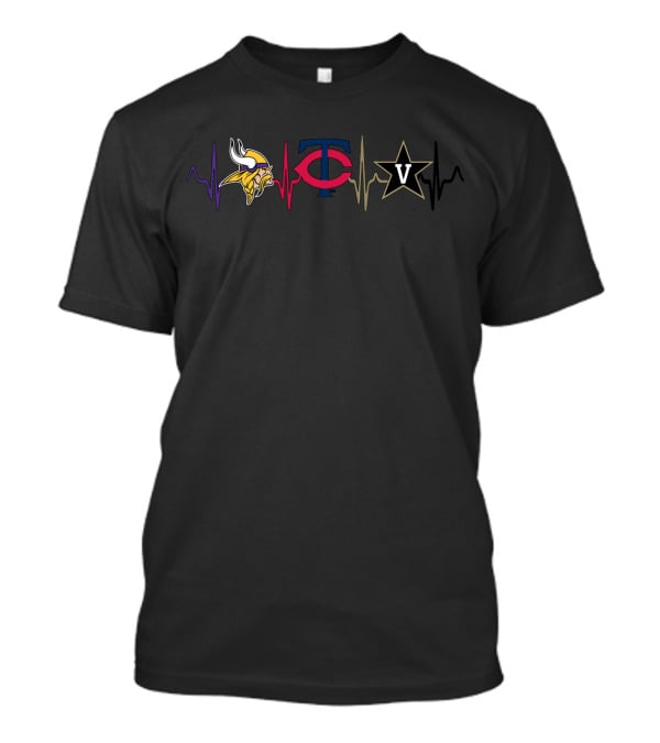 Minnesota Vikings Minnesota Twins Vanderbilt Commodores Heartbeat T-Shirt