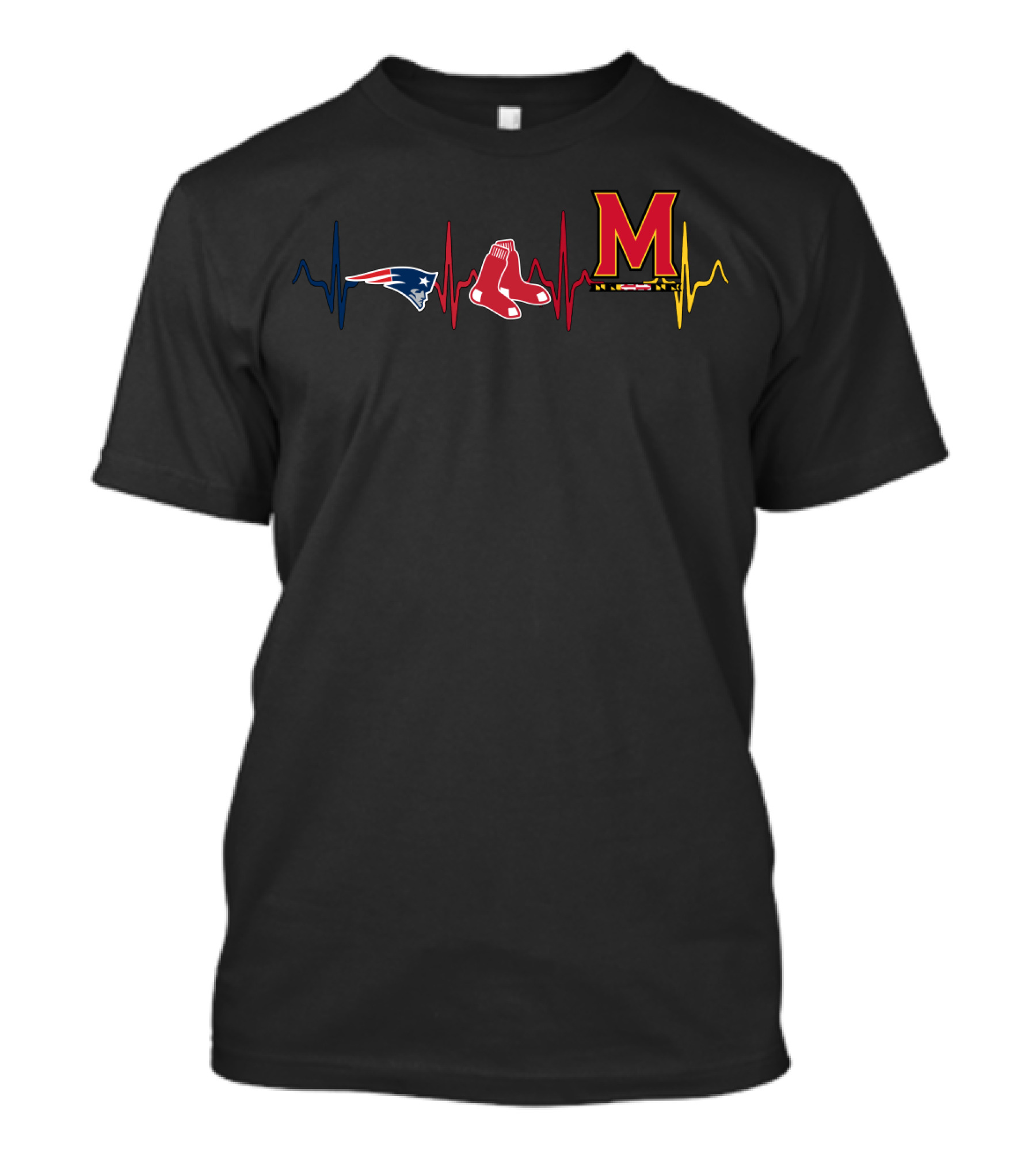 Patriots Red Sox Maryland Terrapins Heartbeat T-Shirt