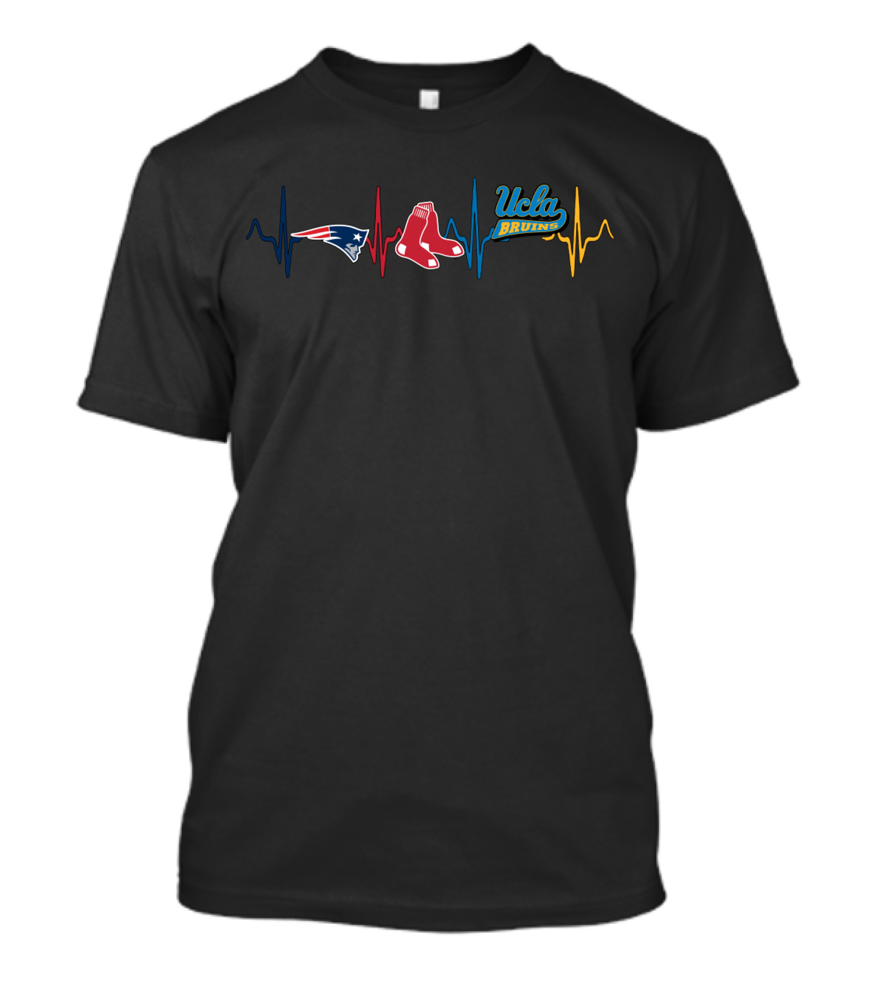 New England Patriots Red Sox Ucla Bruins Heartbeat T-Shirt