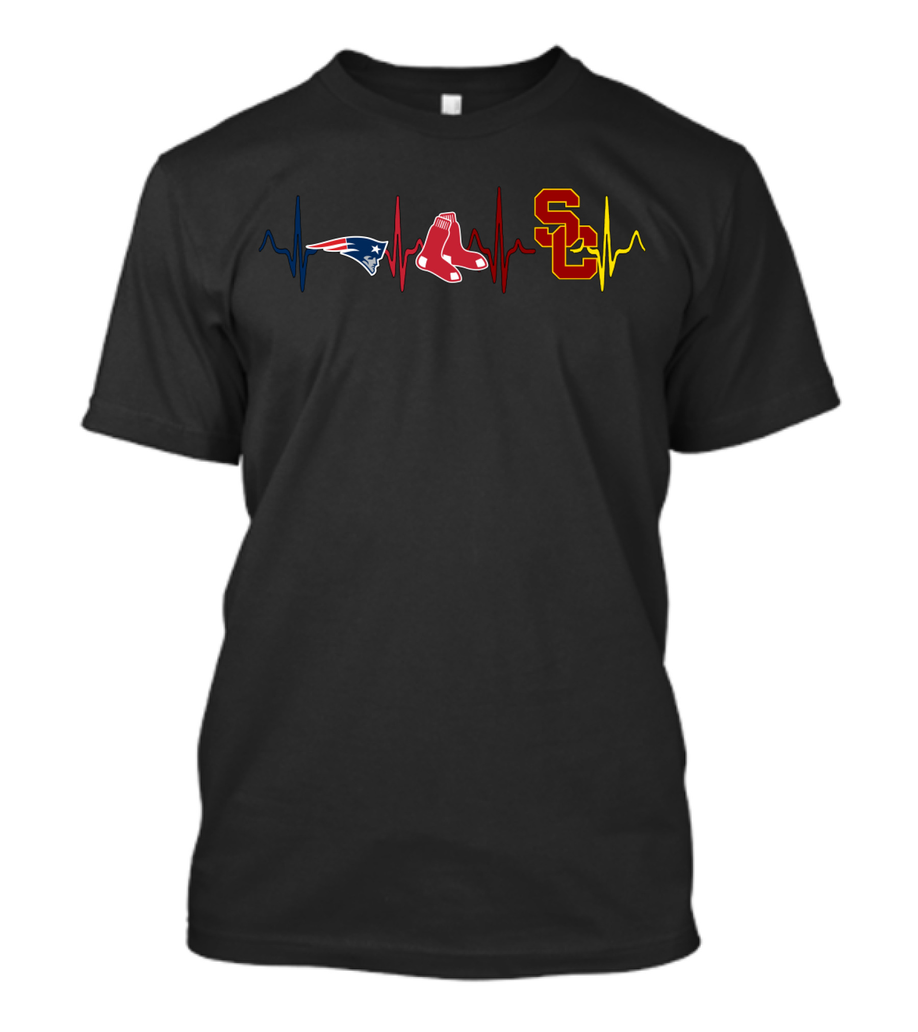 Patriots Red Sox Usc Heartbeat T-Shirt