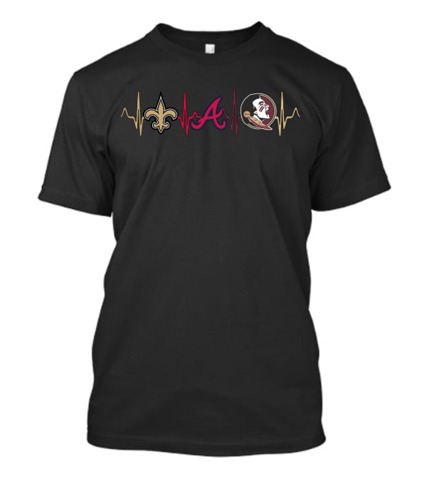 Love Saints Atlanta Braves Florida State Seminoles Heartbeat T-Shirt