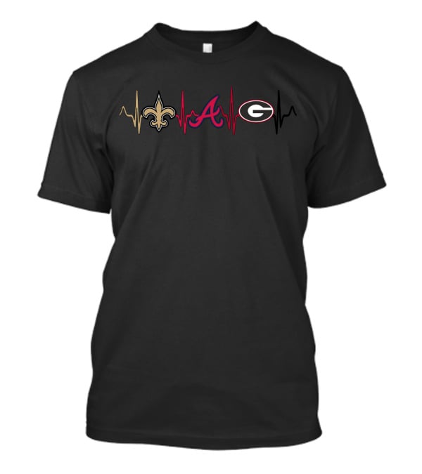 Love New Orleans Atlanta Georgia Teams Heartbeat T-Shirt