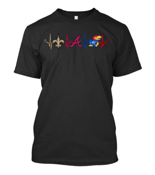 Saints Braves Jayhawks Heartbeat Kj T-Shirt