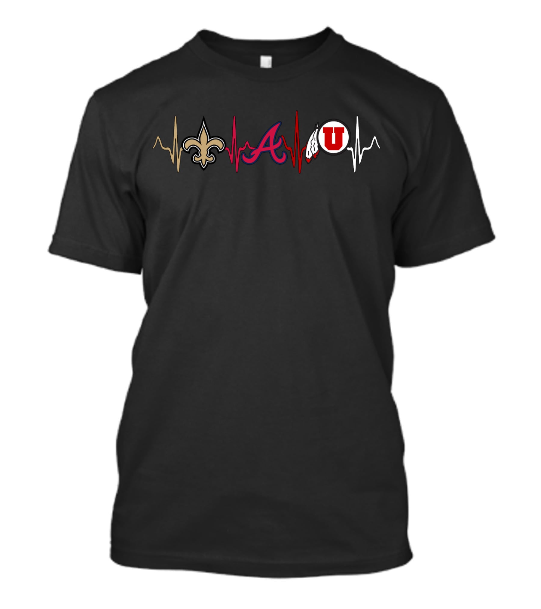 New Orleans Saints Atlanta Braves Utah Utes Heartbeat T-Shirt