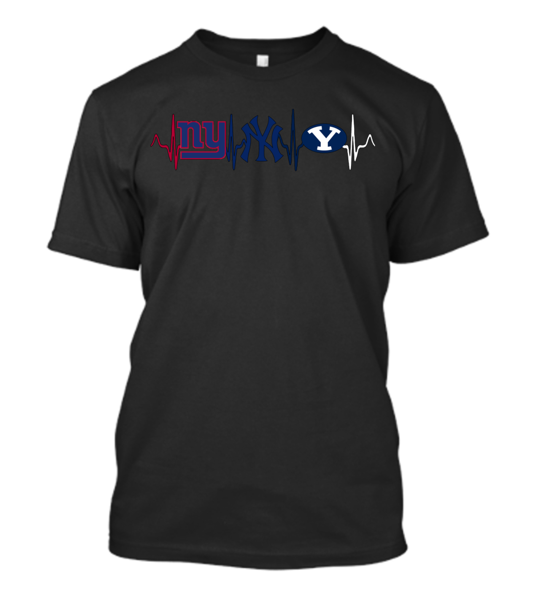 Ny Giants Yankees Byu Heartbeat T-Shirt