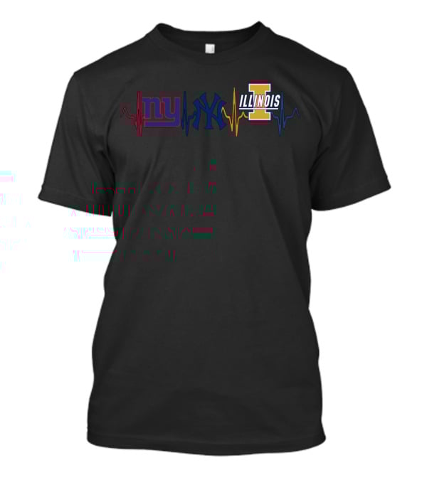 Love Giants Yankees Illinois Heartbeat T-Shirt