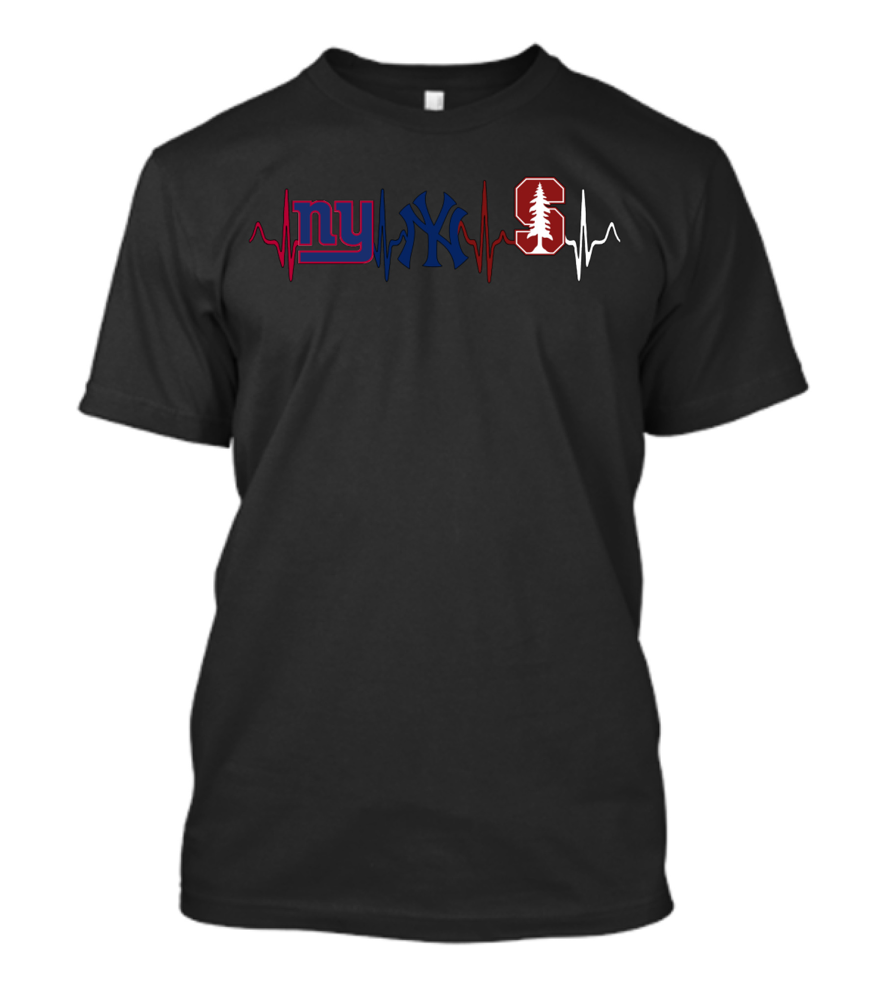 Ny Giants Yankees Stanford Sc Heartbeat T-Shirt