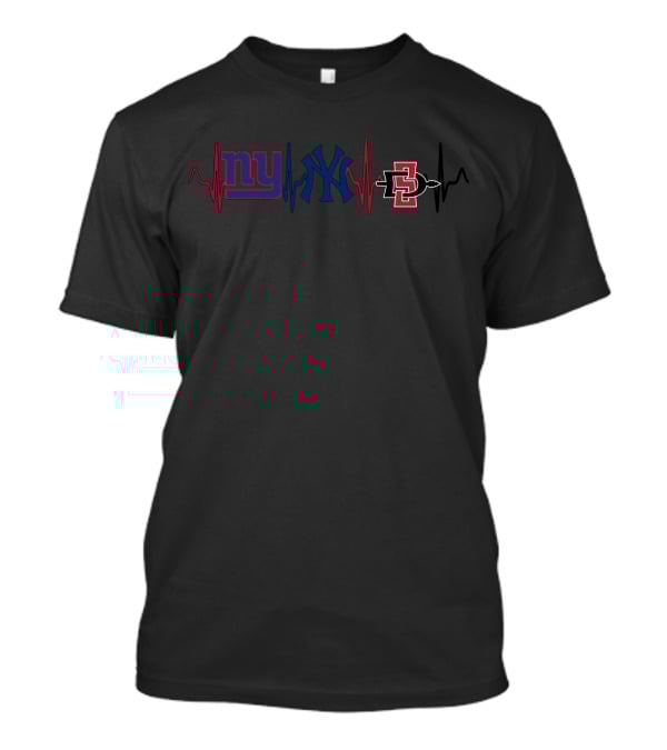 New York Giants Yankees Sdsu Aztecs Heartbeat T-Shirt