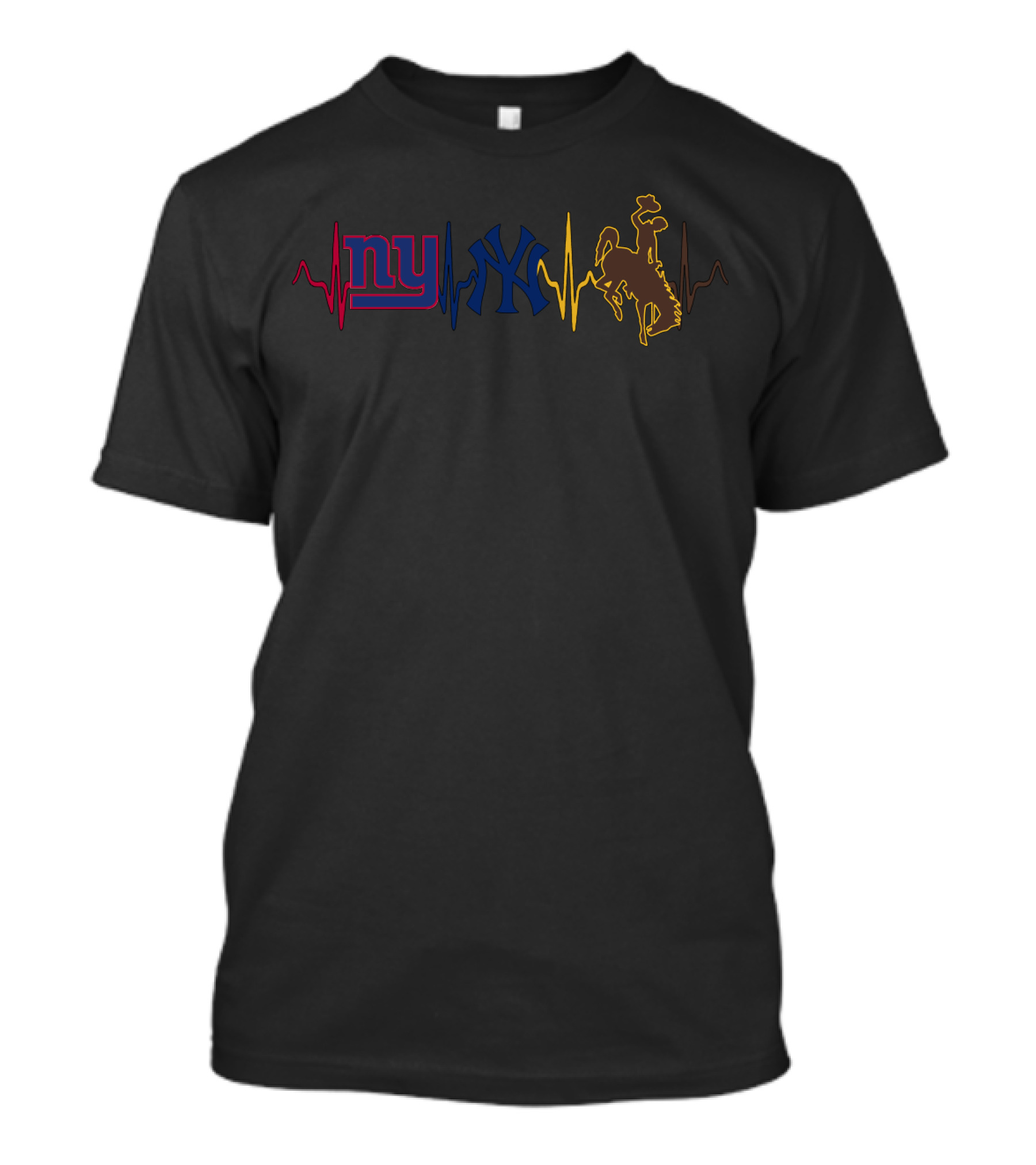 Ny Giants Yankees Cowboy Heartbeat T-Shirt