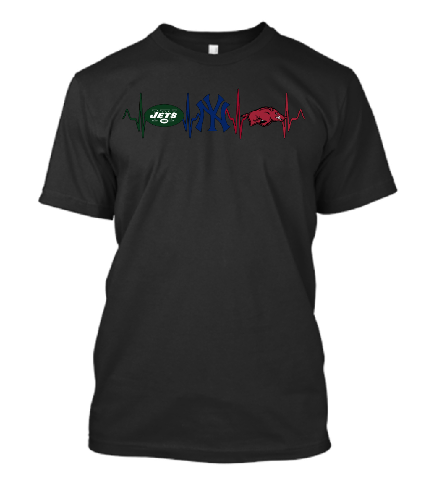 Jets Yankees Razorbacks Heartbeat T-Shirt