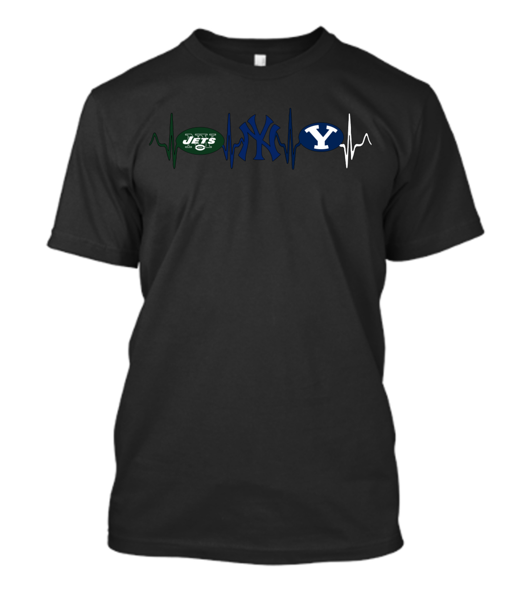 Love Jets Yankees Byu Heartbeat T-Shirt