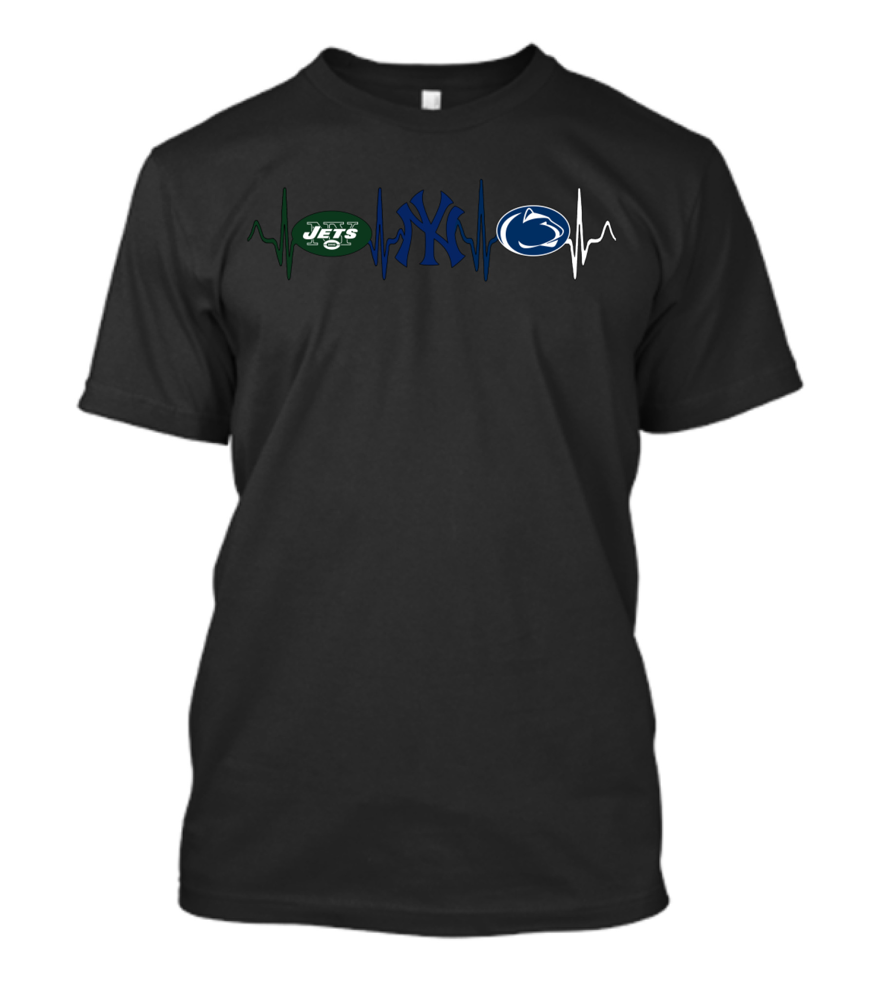 Love Jets Yankees Penn State Heartbeat T-Shirt