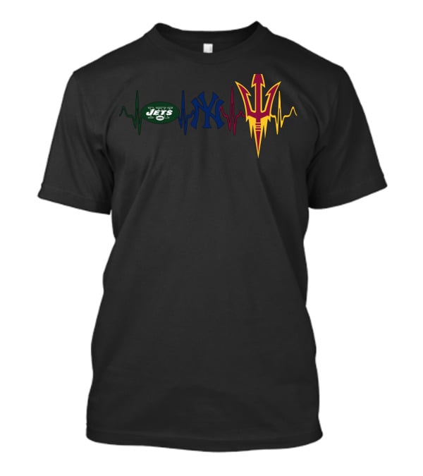 New York Jets Yankees Arizona State Heartbeat T-Shirt