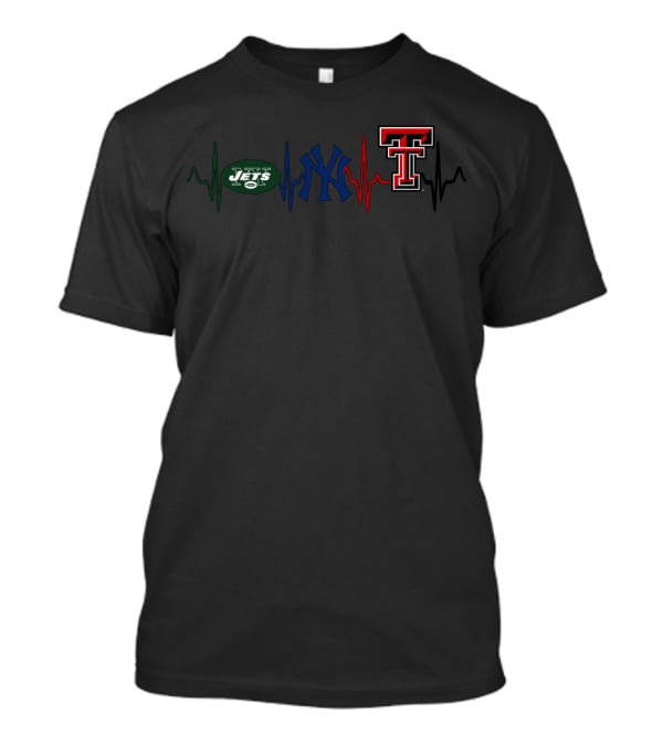 Jets Yankees Texas Tech Heartbeat Love Sports T-Shirt