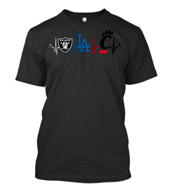 Raiders Dodgers Cincinnati Bearcats Heartbeat T-Shirt
