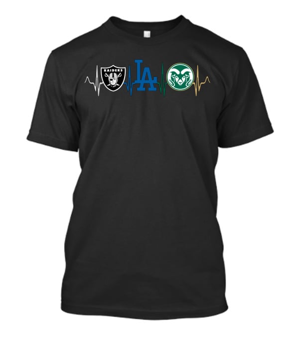 Raiders Dodgers Colorado State Rams Heartbeat T-Shirt