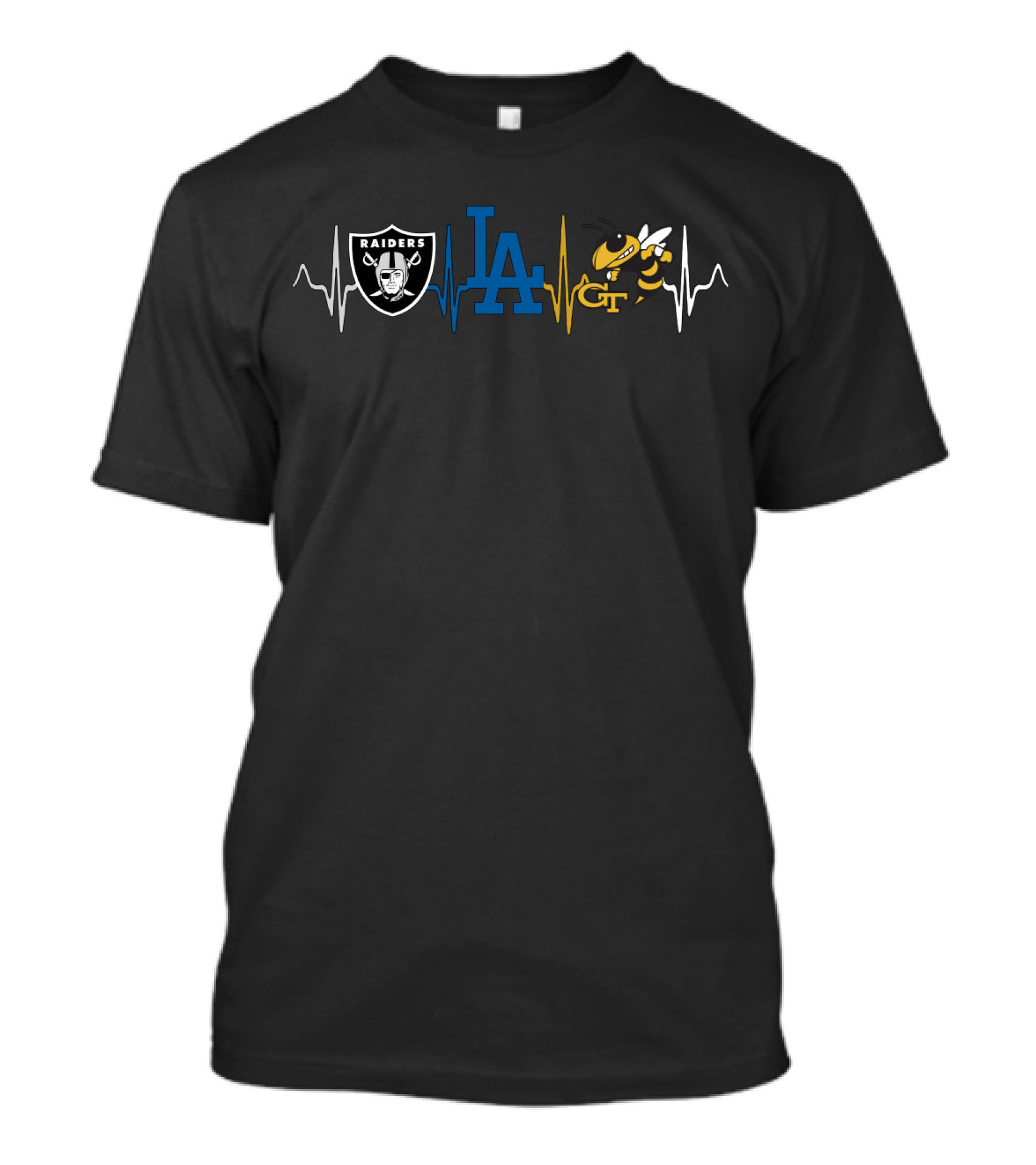 Raiders Dodgers Georgia Tech Heartbeat T-Shirt