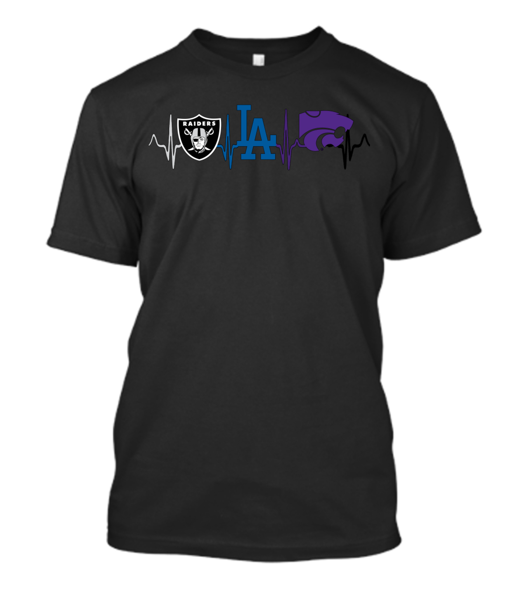 Raiders Los Angeles Dodgers Kansas State Wildcats Fan Heartbeat T-Shirt