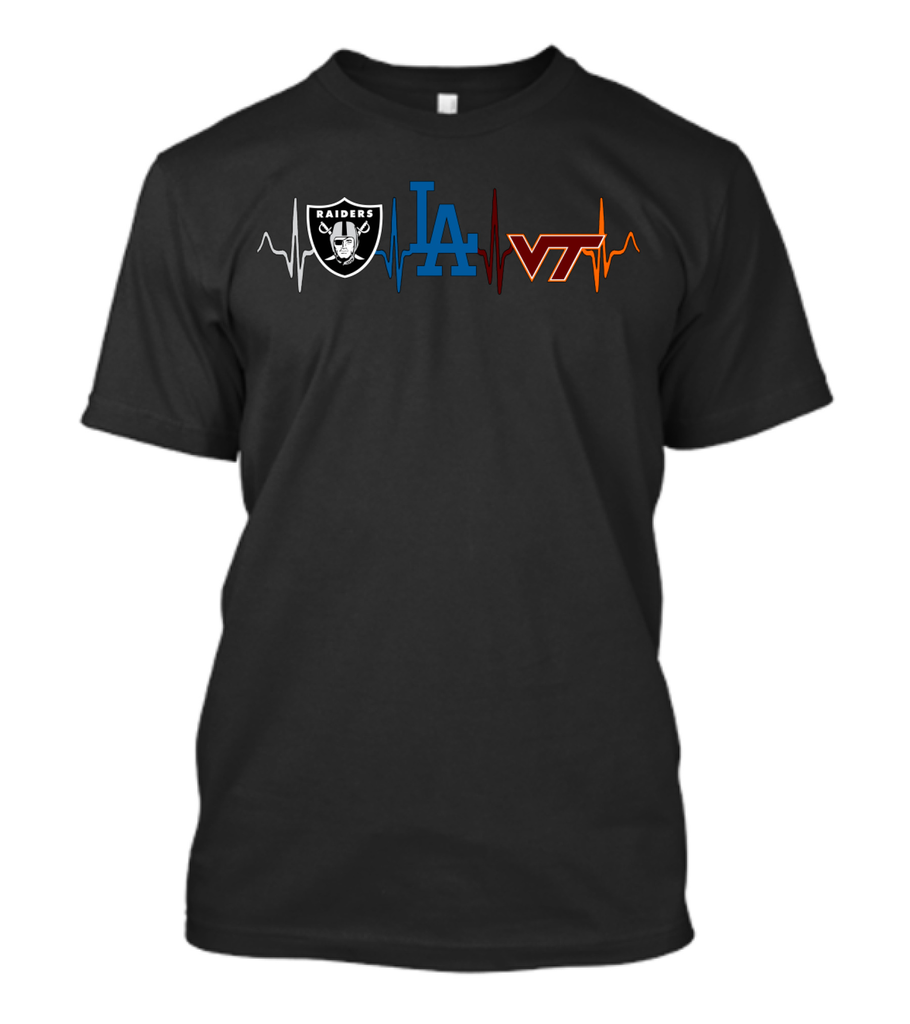 Raiders Dodgers Vth Heartbeat Logo Collaboration T-Shirt
