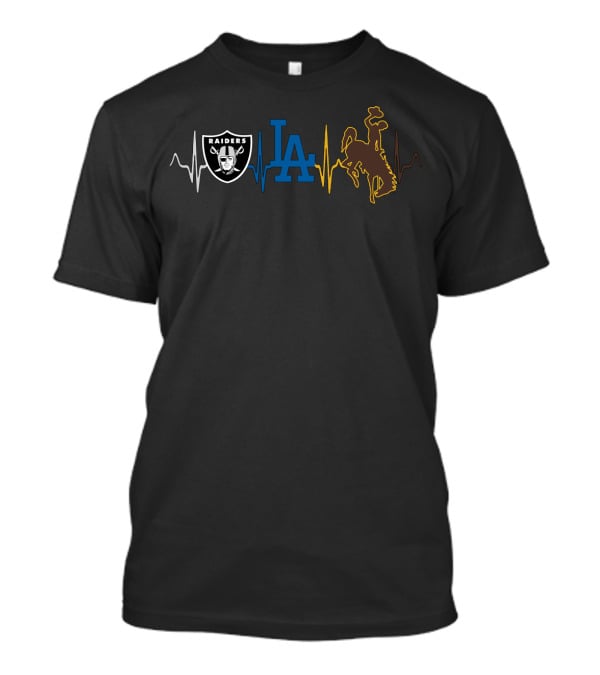 Raiders Dodgers La With Cowboys Wc Heartbeat T-Shirt