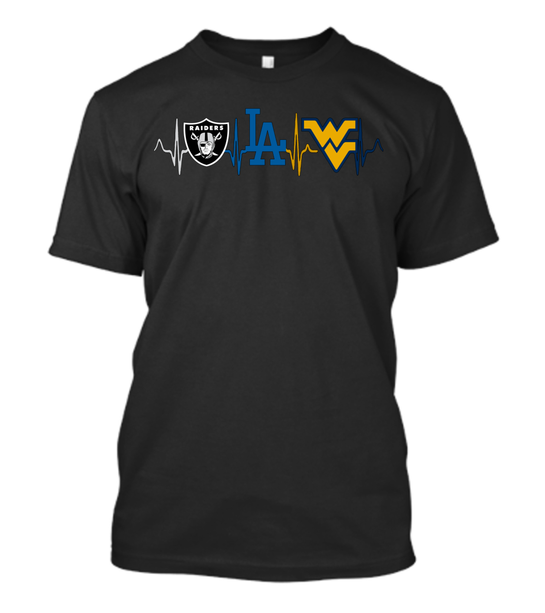 Raiders Dodgers Wvm Heartbeat Logos T-Shirt