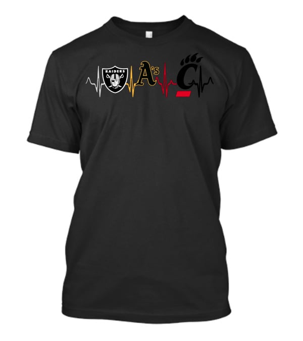Raiders Athletics Cincinnati Bearcats Heartbeat T-Shirt