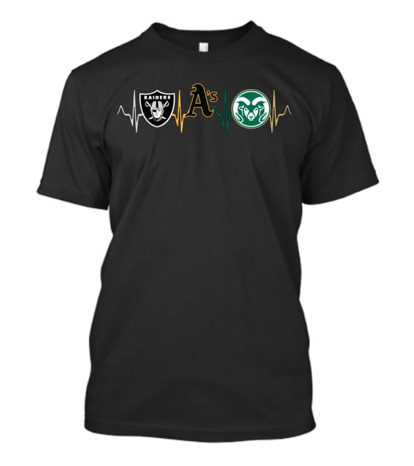 Las Vegas Raiders Oakland Athletics Colorado State Rams Fan Heartbeat T-Shirt