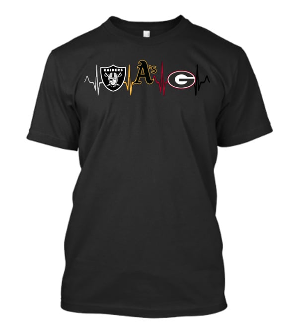 Raiders Athletics Georgia Bulldogs Heartbeat Logo Mashup T-Shirt