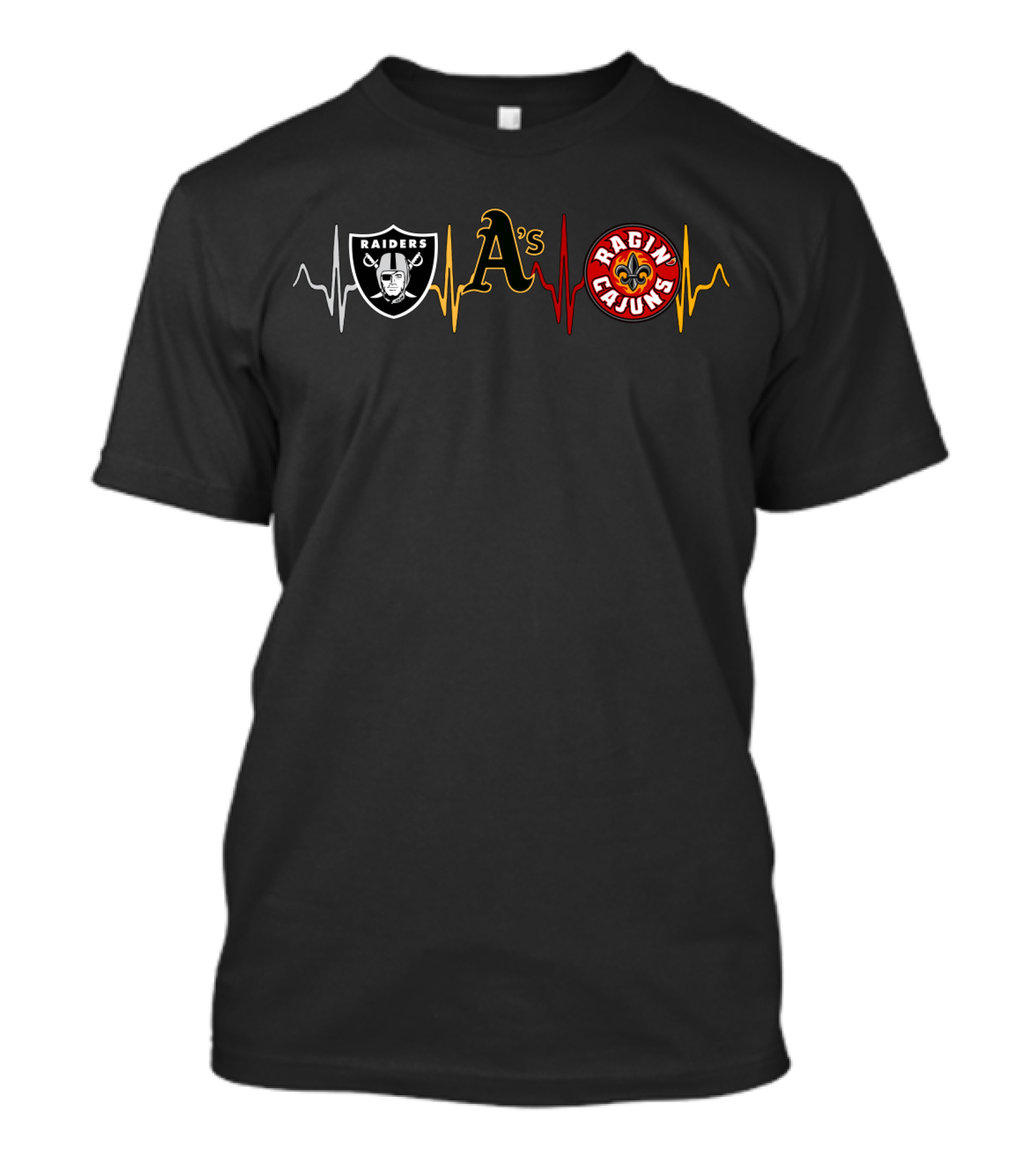 Raiders A's Ragin Cajuns Heartbeat Lrc Athletics T-Shirt