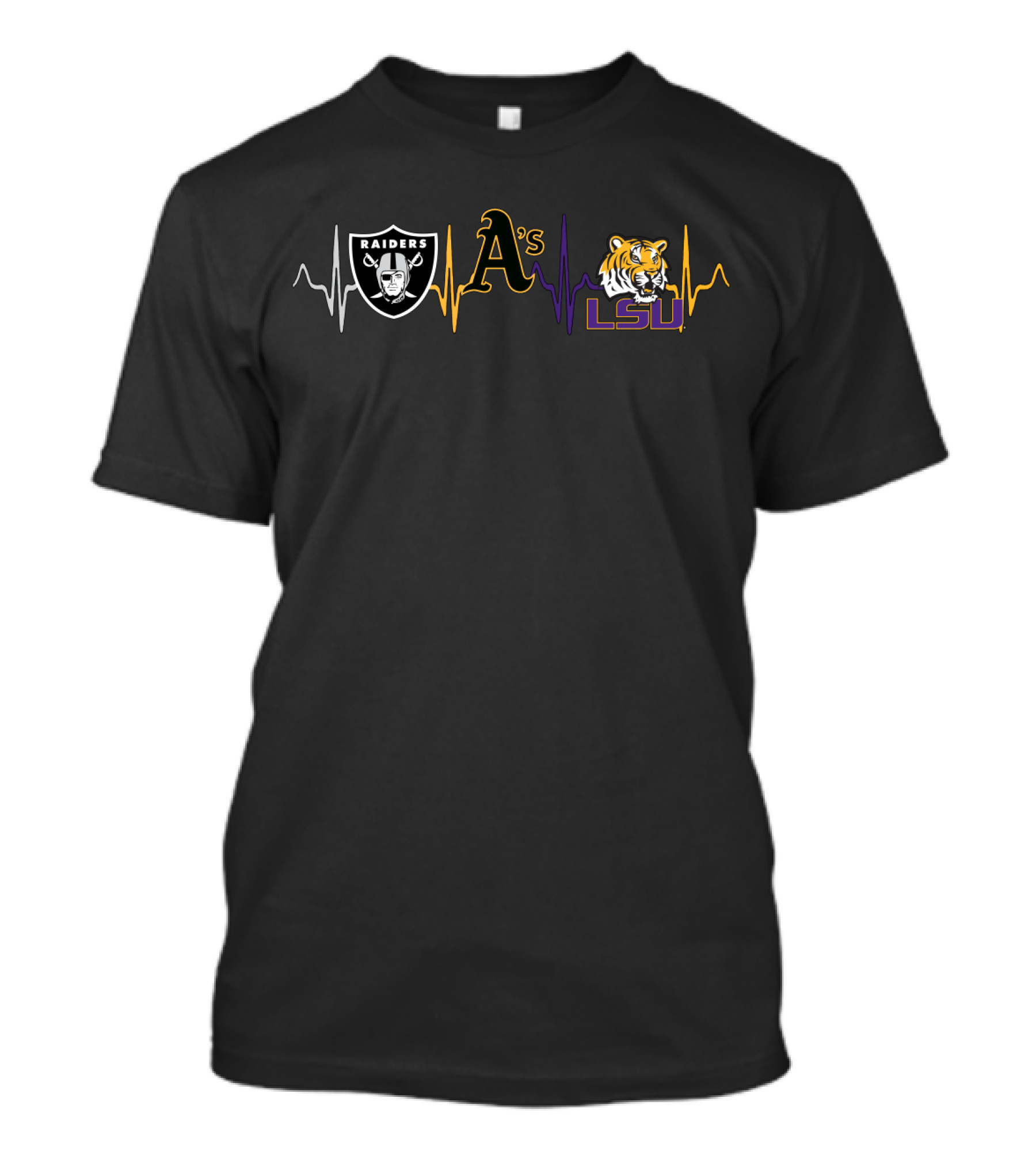 Raiders Athletics Lsu Tigers Heartbeat T-Shirt