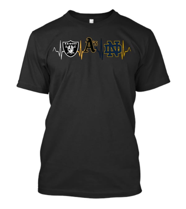 Raiders Athletics A's Nd Notre Dame Fan Heartbeat T-Shirt