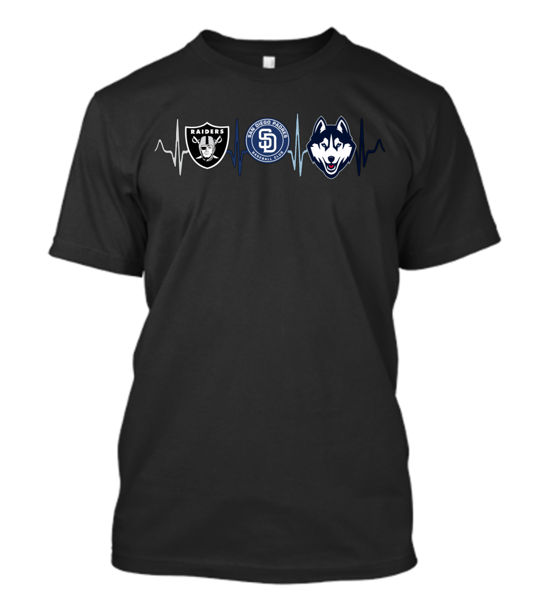 Raiders Padres Huskies Heartbeat T-Shirt