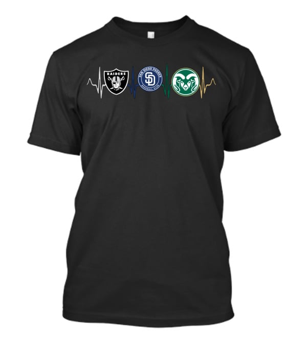 Raiders Padres Rams Heartbeat Fans Collection T-Shirt
