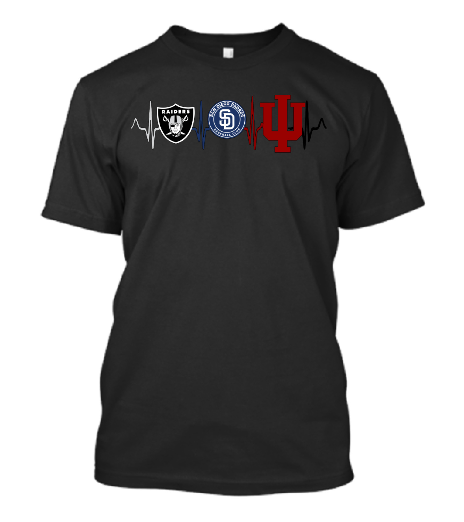 Raiders Padres Indiana Hoosiers Heartbeat T-Shirt