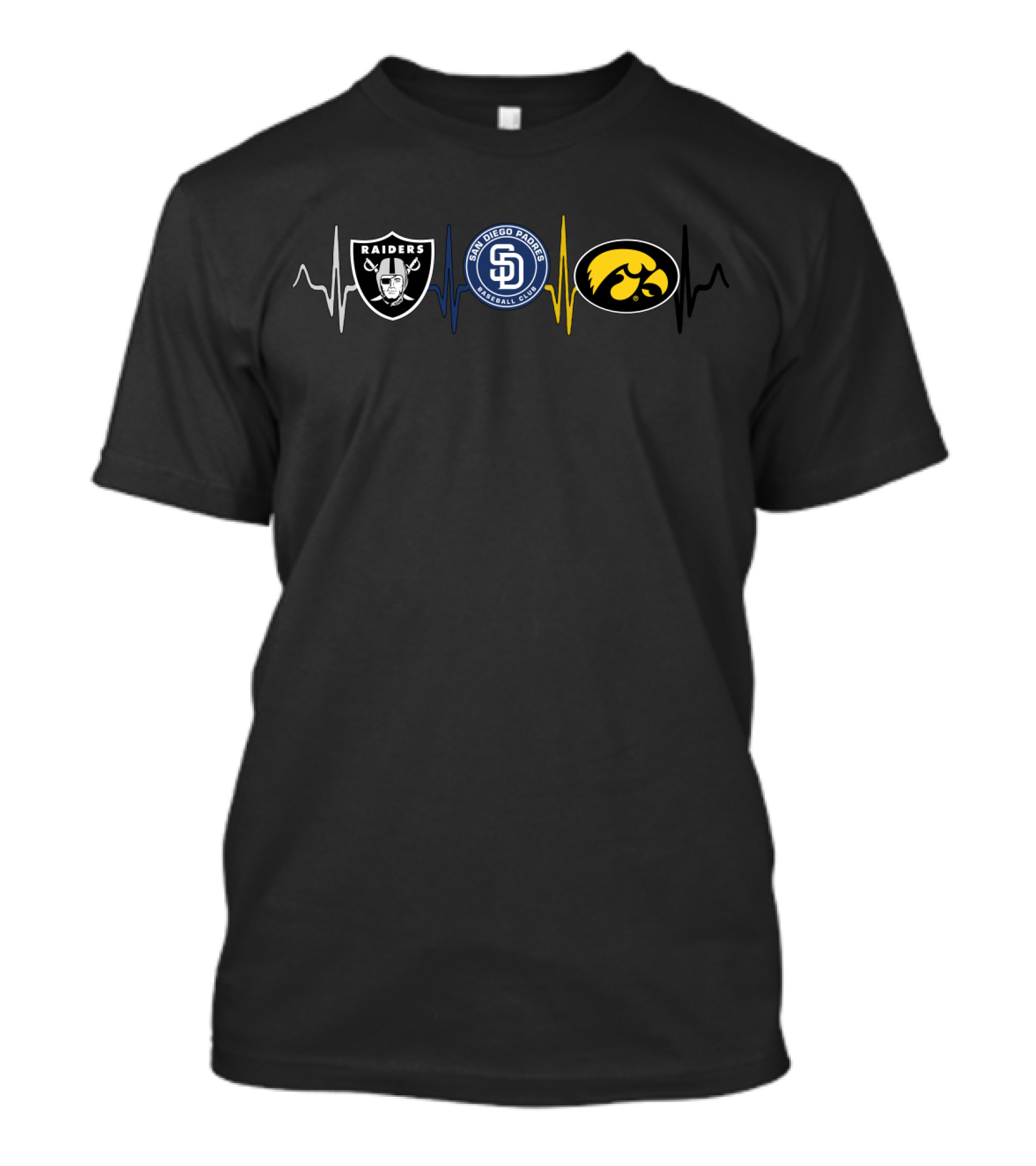 Raiders San Diego Padres Iowa Hawkeyes Love Heartbeat T-Shirt