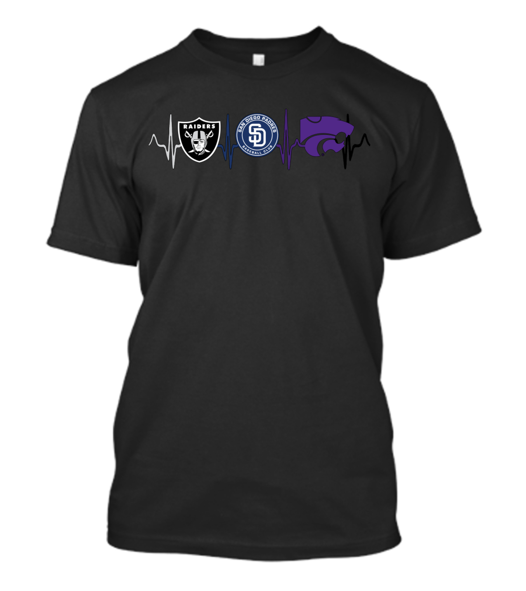 Raiders San Diego Padres Kansas State Wildcats Heartbeat T-Shirt