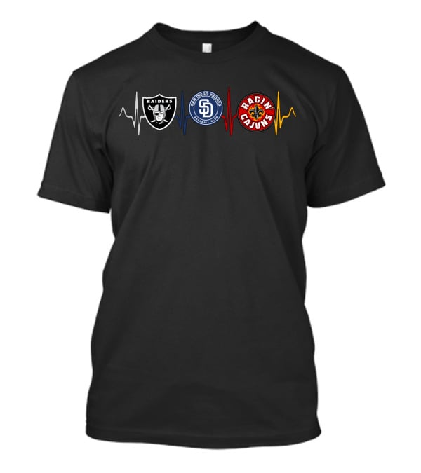 Raiders San Diego Padres Ragin' Cajuns Heartbeat T-Shirt