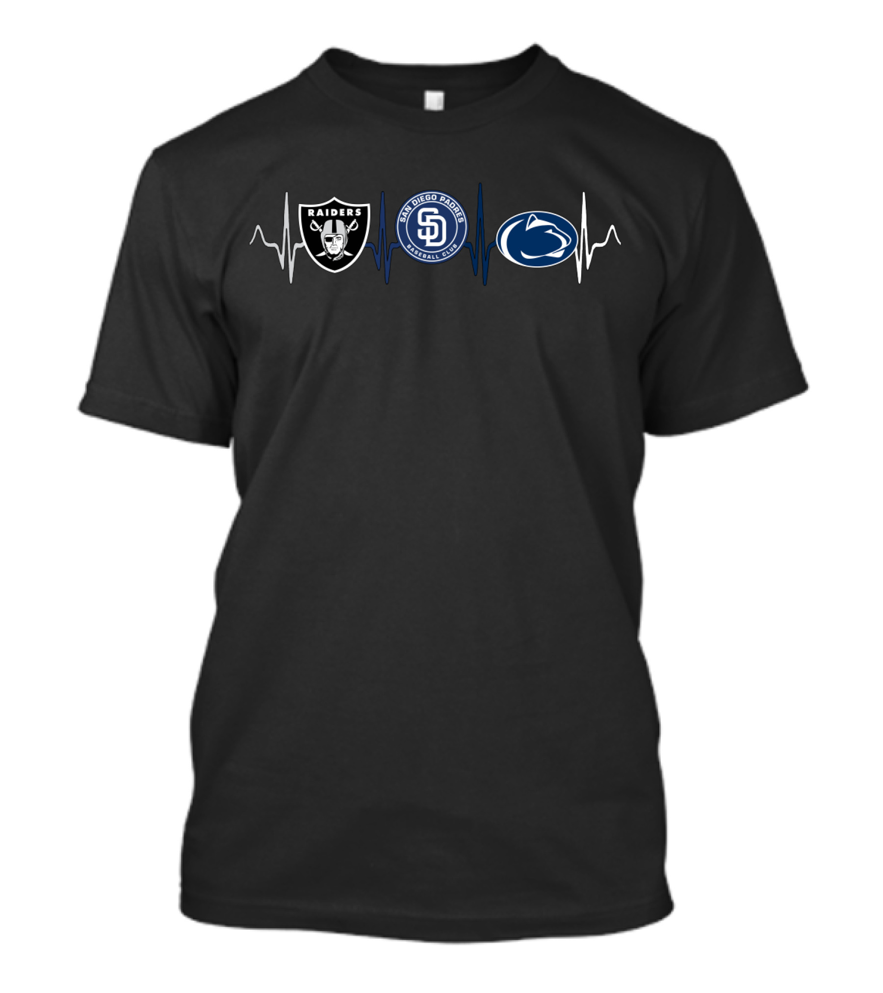 Raiders San Diego Padres Penn State Nittany Lions Heartbeat T-Shirt