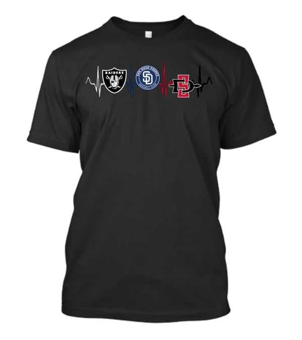 Raiders Padres San Diego State Aztecs Heartbeat Line T-Shirt