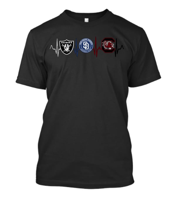 Raiders San Diego Padres University Of South Carolina Heartbeat T-Shirt