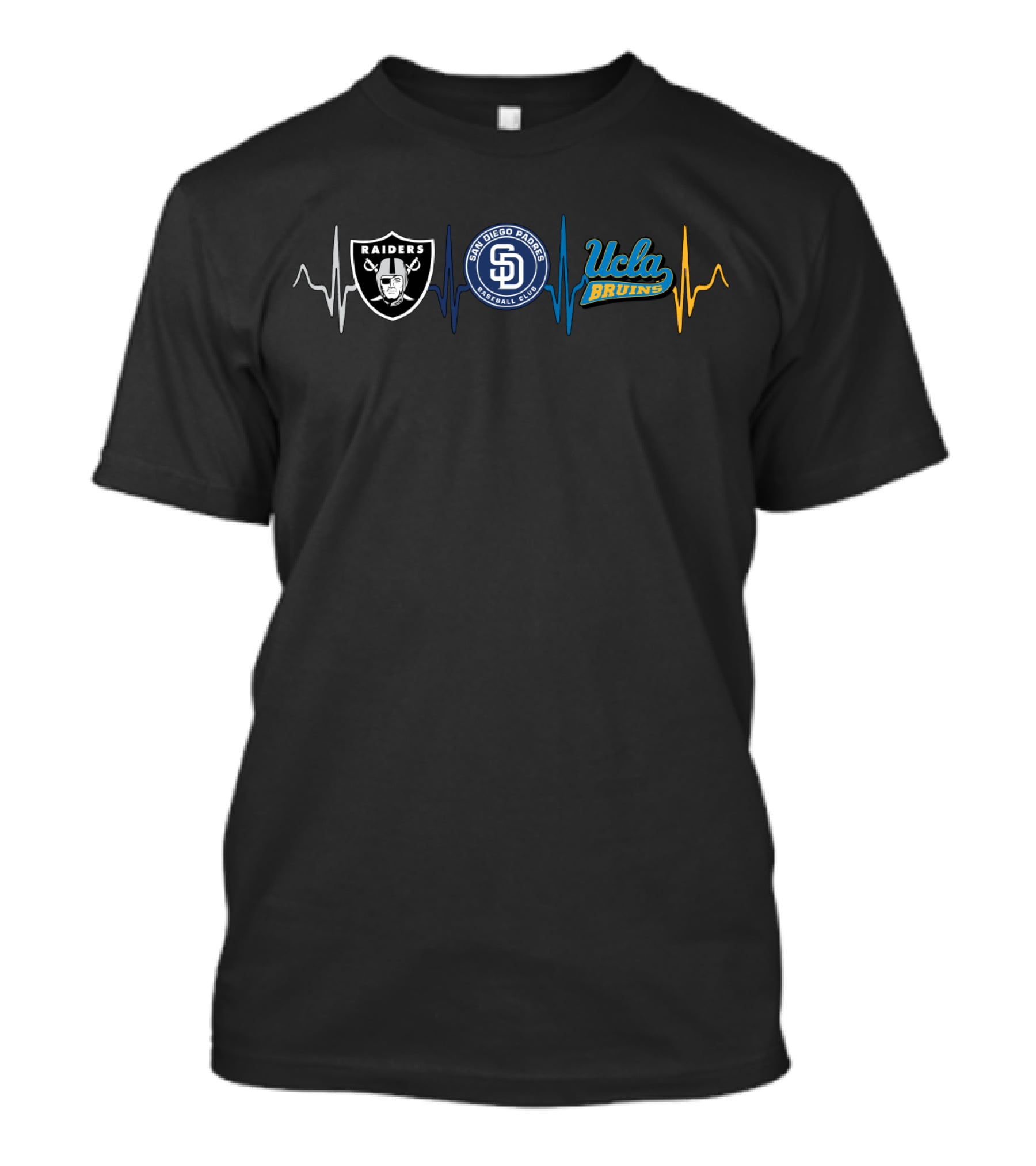 Raiders San Diego Padres Ucla Bruins Heartbeat T-Shirt
