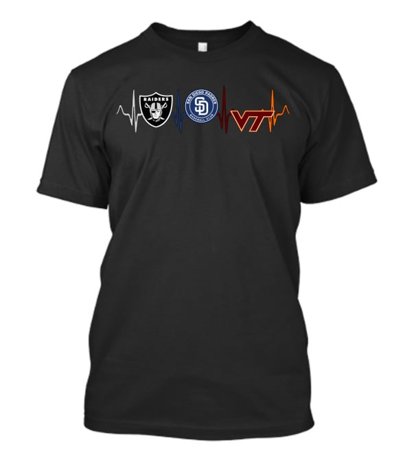 Raiders San Diego Padres Vth Logos Heartbeat T-Shirt