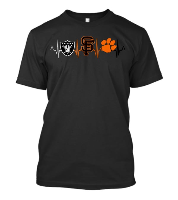 Raiders Giants Sf Clemson Paw Heartbeat T-Shirt