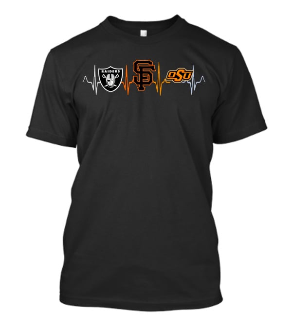 Raiders Sf Giants Osu Heartbeat Logo Fusion T-Shirt