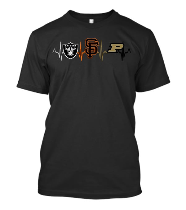 Raiders Giants Purdue Heartbeat Love T-Shirt